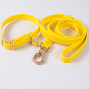 Diseño personalizado Entrenamiento al aire libre Correas y collares para perros Color amarillo Lindo Pvc Collar de perro Correa Set - Product Image 1