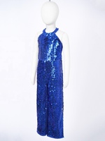 Enfants filles une pièce fête licou cou bande dos sans manches jambe large pantalon brillant Sequin Pageant combinaison danse barboteuse