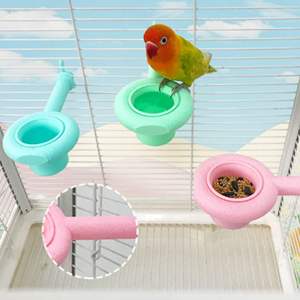 Mangiatoia e Posatoio 2-in-1 per Uccelli, Ciotola per Pappagalli in PLA Biodegradabile Non Tossico con Posatoio Solido Satinato - Product Image 1