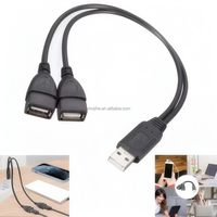 Kabel Ekstensi USB 3.0 ke USB 3.0 2.0, USB Male ke Dual USB Female, Kabel Adaptor Komputer dengan Daya Tambahan dan Data, Satu ke Dua