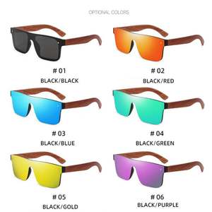 Lunettes de soleil polarisées monobloc effet bois vintage 2025 avec logo personnalisé, protection UV400, pour hommes et femmes - Product Image 6