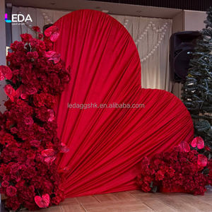 Arco de tela con forma de corazón de metal de doble capa para telón de fondo de boda al aire libre - Product Image 1