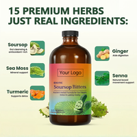 Complément Herbal Liquide OEM de Corossol Amer (Guanabana) avec Graines Noires, Moringa et Gingembre pour Soutenir la Fonction Digestive et Immunitaire, 16 Fl oz
