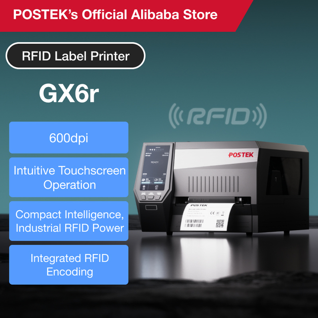 POSTEK Label Printer GX Series High Resolution 600dpi Semi-Industrial Barcode/RFID Thermal Transfer Label Printer CE/FCC