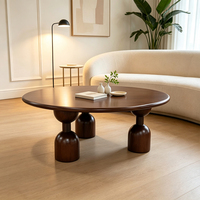 Table basse ronde en bois massif avec pieds en bois, placage frêne, table centrale de luxe pour villa, majlis, anti-fissuration, pour salon (Émirats Arabes Unis, Arabie Saoudite)
