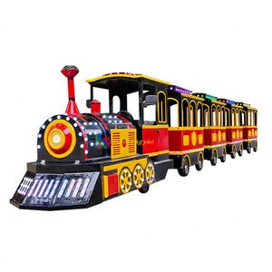 รถไฟฟ้าท่องเที่ยวกลางแจ้ง อุปกรณ์สวนสนุกแบบไร้ราง สำหรับห้างสรรพสินค้า นั่งได้ 18 คน ใช้เวลา 8 ชั่วโมง ทำจากไฟเบอร์กลาส กำลังไฟ 2.4 กิโลวัตต์ - Product Image 2