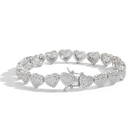 Joyería Hip Hop Europea y Americana con Incrustaciones de Circonio en Latón, Brazalete Cubano de Moda con Forma de Corazón de 10 mm, Regalo para Mujer