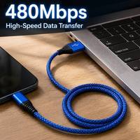 Câble de données USB 2.0 480 Mbps tressé en nylon USB-A vers USB-C, charge rapide 3A, pour iPhone et Samsung – Vente en gros usine