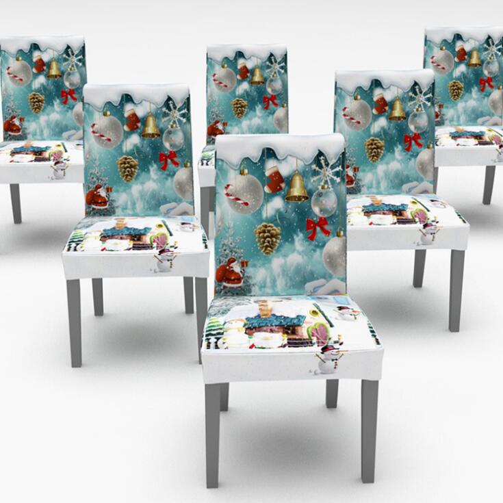 Рождественский чехол на стул для столовой, украшение, белый чехол на стул из спандекса