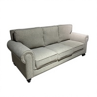 Weiße Salon-Couch Gepolstertes Samt-Sofa mit Goldenem Edelstahl-Dekor für Villa Wohnzimmer Gästehaus-Möbel