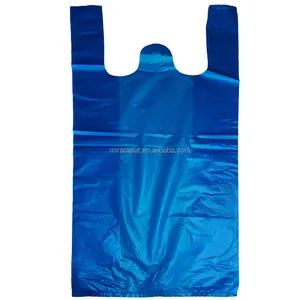 Échantillon gratuit Matériau transparent Polyester Plastique Alimentaire Emballé Grande taille poignée t-shirt Gilet Sacs