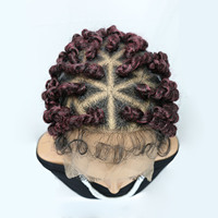 Perruque complète tressée avec dentelle frontale, en fibre haute température, style tresses box braid et dreadlocks à trois brins, accessoire capillaire