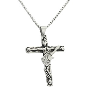Stainless Steel <b>Cross</b> Pendant With Guitar Design Punk Retro Men's Necklace 280617 - Product Image 5