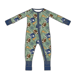 Kinderen 230 GSM voetbalprint bamboe jumpsuit baby pyjama's pasgeboren jongens en meisjes slaappakken peuter rompers dubbele rits romper - Product Image 4