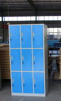 Armoire de rangement métallique à 9 portes en acier laminé à froid avec serrure à clé, démontable, à poser au sol, pour salle de sport, école, bureau