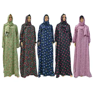 100 % viskose Baumwolle Schal Hijab Abaya muslimische Frauen junges Mädchen lockeres blumiges Freizeitkleid Dubai Türkei Kleid Kaftan islamische Kleidung