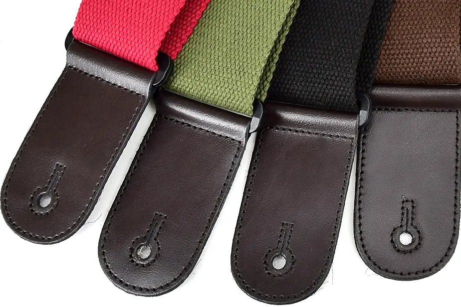 Cheap Leather Top Cotton Material Guitar Accessories Strap For Acoustic Classical Ukulele Bass Guitar Shoulder Guitar Strap