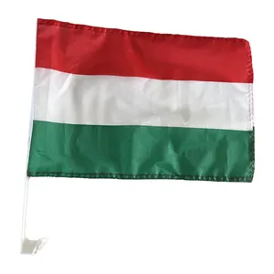 定制印刷聚酯匈牙利国家世界旗帜批发窗夹汽车旗帜