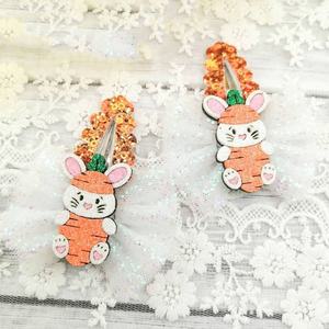 Ensemble de pinces à cheveux pour bébé fille avec paillettes en forme de renard de dessin animé pour les fêtes d'enfants - Product Image 5