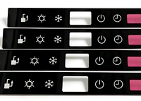 Panneau frontal en plastique acrylique PC personnalisé avec icône lumineuse cachée, fenêtre IR rouge, superposition graphique, membrane imperméable 3M