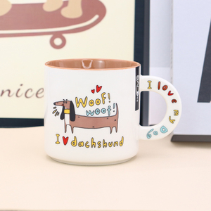Tasse à café en céramique écologique avec motif de chien mignon (Dachshund, Bull Terrier) imprimé, poignée décorée, idéale pour les cadeaux promotionnels en gros - Product Image 4