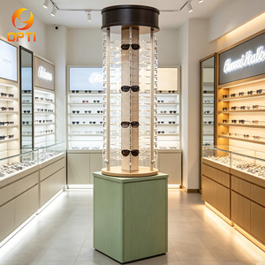 ชั้นวางแว่นกันแดดไม้แบบตั้งพื้นพร้อมไฟ LED สำหรับร้านแว่นตา - Product Image 1