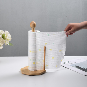 Bamboo <b>Kitchen</b> <b>Storage</b> Rack Round Multi Function Tissue Holder For Home Use - Product Image 3