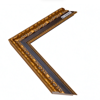 Moulure en Bois Massif pour Cadre Photo 61x46mm, Profil Gaufré Noir et Or, pour Peinture à l'Huile et Décoration Murale