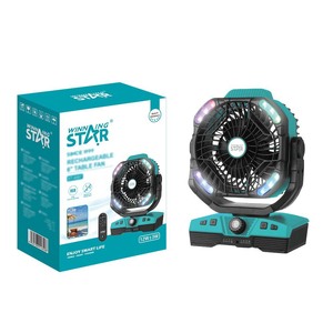 Winning Star Rechargeable 6 Inch Table Fan With RGB <b>Light</b> Portable DC5V Battery Operated Desk Fan - Product Image 1
