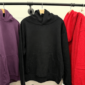 Sudadera con Capucha de Felpa Francesa con Estampado de Diamantes de Imitación VVS, Estilo Urbano, para Hombre, Disponible en Stock, Entrega Rápida en 3 Días - Product Image 1