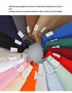 T-shirt décontracté pour homme, 100 % coton, coupe ample, manches courtes, respirant, couleur unie, 250 g, idéal pour l'été - Product Image 6