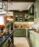 Lemari Dapur Gaya Shaker Hijau Amerika, Set Dapur Modular Kustom untuk Vila