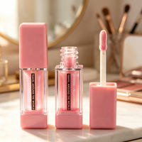 Tubes de Brillant à Lèvres Personnalisés en Plastique Transparent avec Grande Baguette, Jolis Récipients Cosmétiques Vides à Étiquette Personnalisée pour Emballage de Brillant à Lèvres en Gros