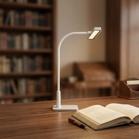 Lampe de bureau LED moderne à col de cygne réglable, 3 températures de couleur, protection oculaire, luminosité progressive avec USB pour l'étude, la maison et le bureau