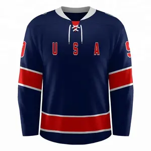 Uniformen verwenden Vintage 100% Polyester lustige Sublimation gestickte Langarm benutzer definierte Mann Eishockey Trikot