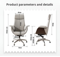 Chaise de bureau en cuir inclinable pivotante réglable ergonomique, chaise de réunion de luxe contemporaine à dossier haut, siège exécutif moelleux