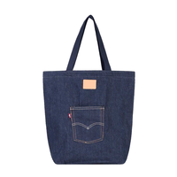Jeans de sac en denim bleu profond personnalisés pour les jeunes dernière conception très à la mode fermeture à boucle à poignée automatique en PP tissé