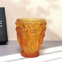 Vas Kaca Kristal Mewah Bergaya Art Deco dengan Ukiran Relief Figur Telanjang, Pot Bunga untuk Dekorasi Tengah Meja Rumah dan Hotel