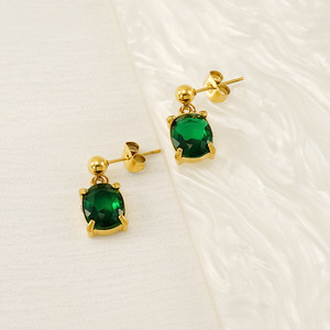 Zogxin Oval Stud <b>Earrings</b> 18K Gold Plated Colored Zircon Claw Setting For Women Fashion Jewelry Gift - Product Image 4