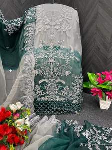 Organza lourd avec broderie Costume pakistanais de créateur à manches longues pour mariage et fête - Product Image 3