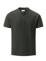 T-shirt Homme Col Henry Style Old Money Manches Courtes Maille Gaufrée Respirant Uni Coupe Décontractée Séchage Rapide Décontracté 100% Coton