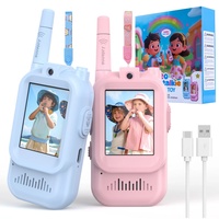 Walkie-Talkie de Video para Niños Mejorado de 2 Pulgadas, 2 Vías, Alcance de 1500 Pies, Efectos de Voz Geniales, Red 2G, Resistente al Agua IP55, para Niños de 3 a 12 Años