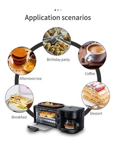 Máquina de desayuno eléctrica compacta 3 en 1, sartén portátil de acero inoxidable para horno tostador de café para dormitorios, cocinas pequeñas - Product Image 5