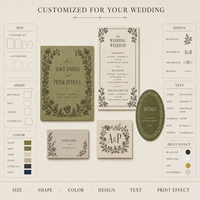 Kit d'invitation de mariage coordonné sur mesure, thème vintage, avec cadre floral gravé, invitation, calendrier, RSVP, monogramme, cartes ovales à insérer