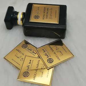 Étiquette en métal personnalisée 3d autocollant en métal en relief autocollant de bouteille de parfum pour l'emballage