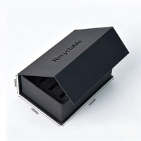 Boîte cadeau en carton rigide pliable biodégradable noire avec logo personnalisé, fermeture magnétique, haute résistance, gaufrage haut de gamme