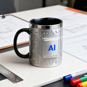 Taza Térmica de Acero Inoxidable con Chip de IA, Taza de Regalo Redonda con Aislamiento Térmico para Amantes de la Tecnología - Product Image 1