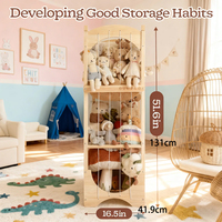 Tour de rangement en bois pour animaux en peluche pour enfants, grand rangement de jouets avec roulettes pour chambre d'enfant et salle de jeux