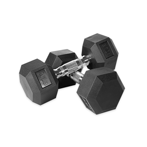 مجموعة دمبل سداسي عالي الجودة بالرطل، دمبل سداسي مغطى بالمطاط الأسود - Product Image 1