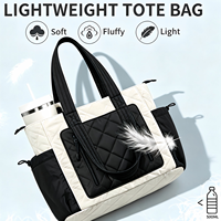 Sac fourre-tout matelassé léger pour femme, en polyester imperméable, avec fermeture éclair, pour ordinateur portable 15,6 pouces, idéal pour le travail, l'école et les voyages